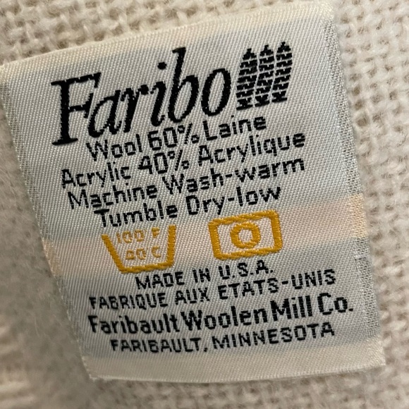 NWT FARIBO wool throw cream made in USA 50 x 60 in - Picture 5 of 5